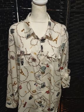 Karl Lagerfeld Black and White Label on Cream Garment